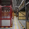 Industrial Style Shopping Mall Lobby With Exposed Pipes Metal Structures And Loft Signage