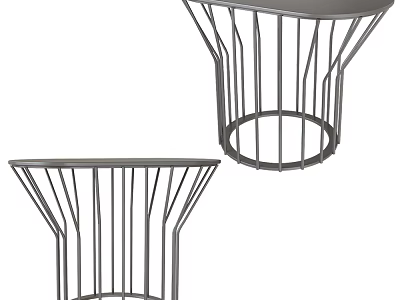 Modern Side Table With Metal Frame And Minimalist Linear Design Structure 3d model