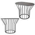 Modern Side Table With Metal Frame And Minimalist Linear Design Structure 3d model