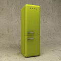 Vibrant Green Upright Refrigerator Freezer With Double Doors On Neutral Background