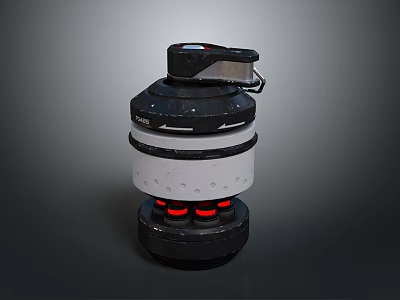 Futuristic Mechanical Weapon With Black White Design And Red Bottom Components 3d model