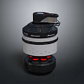 Futuristic Mechanical Weapon With Black White Design And Red Bottom Components