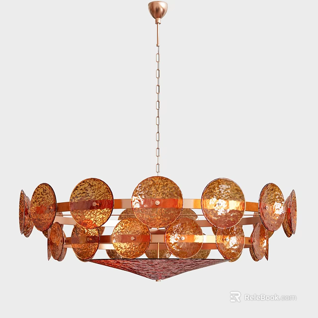 Modern Copper Circular Chandelier With Layered Design And Decorative Elements For Interior Decor 3d model