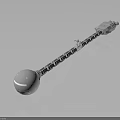 Natural Scene With White Spherical Formation And Long Structure On Gray Reflective Surface