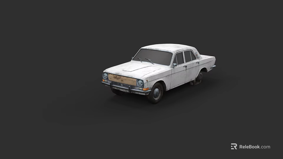 White Vintage Classic Sedan Car With Wooden Front Detail And Retro Design 3d model 