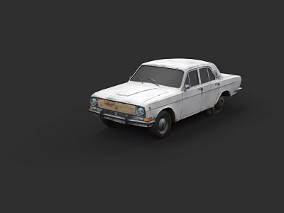 White Vintage Classic Sedan Car With Wooden Front Detail And Retro Design 3d model