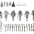 Game And Movie Character Design With Various Outfits Weapons And Hairstyles 3d model