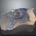 Colorful 3D Terrain Model With Mountain Valleys Gradient Hues And Red Central Area