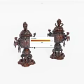 Antique Carved Brass Decorative Ornament Set With Lid Animal Decorations And Intricate Base Design