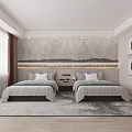 Hotel Corridor With Beige Walls Black Door Frames Geometric Patterned Carpet And Recessed Ceiling Lights