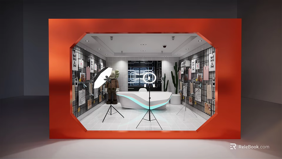 Modern Public Office Space With Open Layout Desks Comfortable Chairs And Green Plants 3d model 