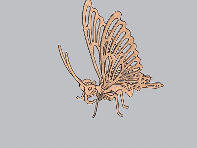Modern ornaments butterfly skeleton 3d model