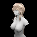 Game and Movie Character 3D Model Blonde Short Hair Faceless Upper Body Black Background