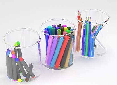 Modern color pen 3d model