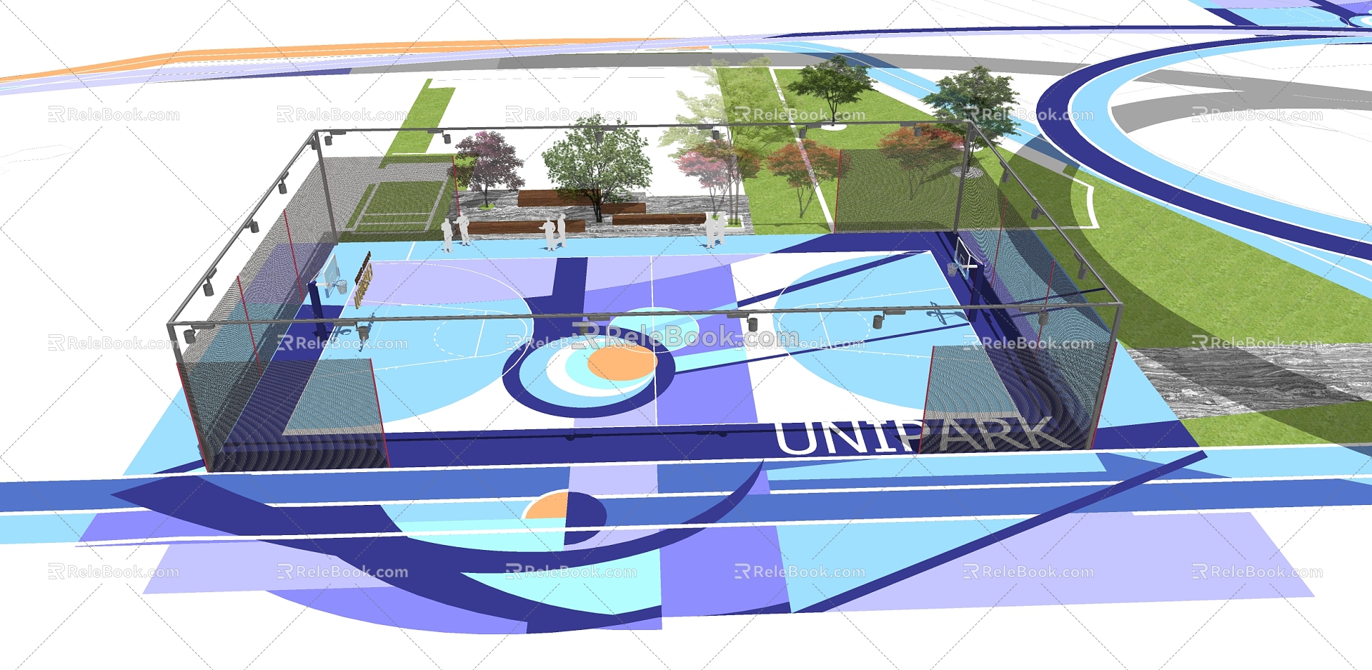 modern basketball court model