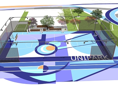 modern basketball court model