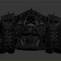 Futuristic Black Bat Inspired Car With Large Tires And Blue Rim Lights