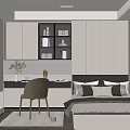 Modern Tatami Bedroom Interior With Built in Cabinets Desk Chair And Window
