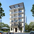 Modern Residential Building With Multiple Floors Glass Balconies And Surrounding Trees