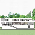 Modern White Detached Villa With Large Windows Terrace And Green Lawn
