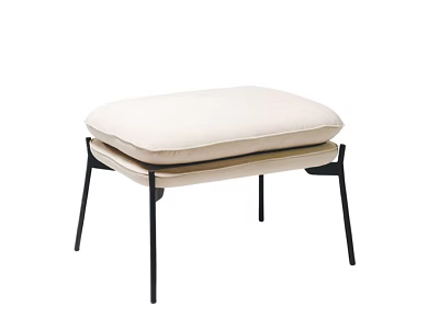 Modern Style Sofa Stool with Beige Cushion and Black Metal Legs for Living Room 3d model