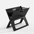Portable Foldable Black Kitchen Grill Appliance With Mesh Grate And Stable Stand