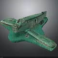 Highly Detailed Green Spacecraft Wreckage Model for Aerospace Research and Exhibition