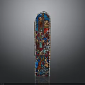 Colorful Stained Glass Window With Religious Figures And Intricate Patterns