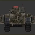 Weathered Military Tank Featuring Turret Cannon Armored Tracks And Texture Details