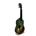 Instruments And Art Supplies Featuring Ukulele With Colorful Painted Design On Body