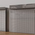 Gray Window Blinds With Modern Design Mounted On Wall And Wooden Floor