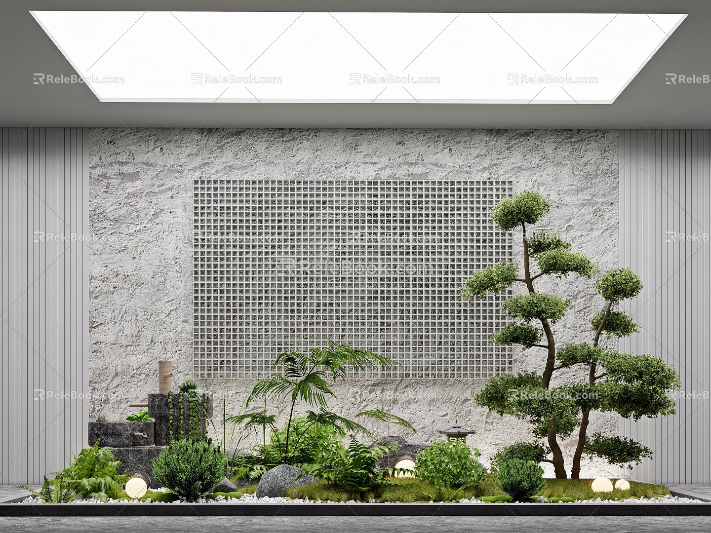 Modern landscape sketch courtyard sketch plant landscaping rockery stone indoor landscape plant pile ferns model