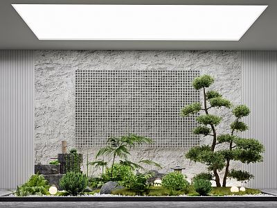 Modern landscape sketch courtyard sketch plant landscaping rockery stone indoor landscape plant pile ferns 3d model