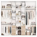 Organized Modern Closet With Hanging Clothes Folded Items Drawers And Storage Shelves