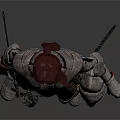 Medieval Weapon Armor With Sword And Helmet On Standing Red Hair Figure