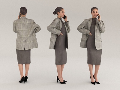 Passerby Pedestrian Professional Secretary Calls 3d model