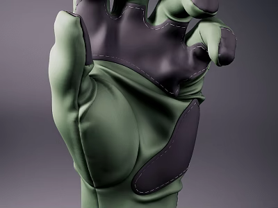 High Quality Green Glove With Black Palm And Comfortable Fit Design 3d model