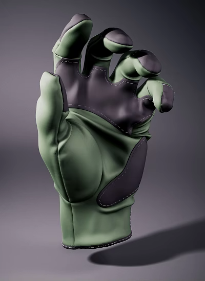 High Quality Green Glove With Black Palm And Comfortable Fit Design 3d model