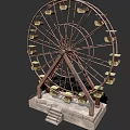 Ferris Wheel Amusement Equipment With Metal Structure Cabins And Concrete Base Steps