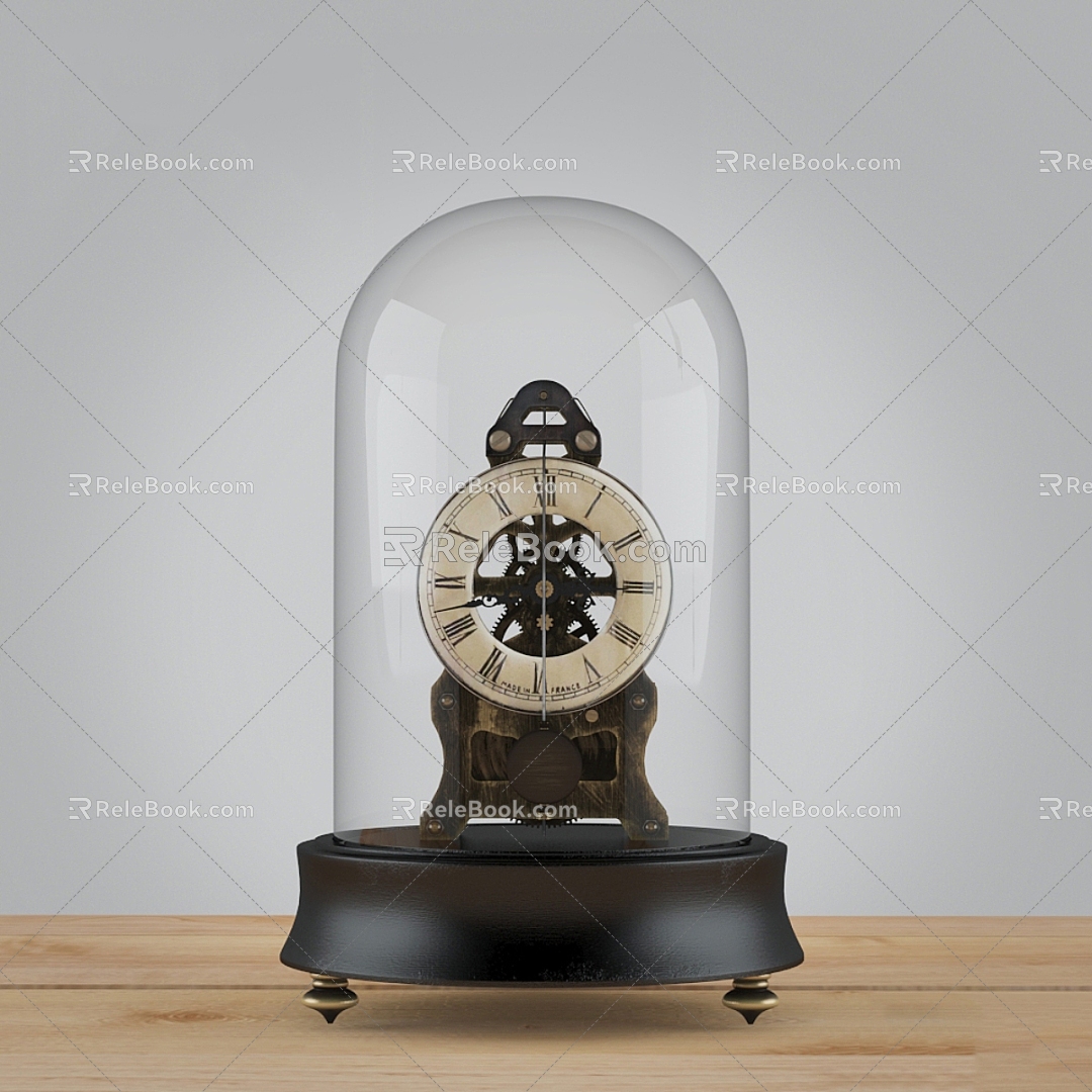 European-style clock clock clock European-style glass retro European ornaments clock 3d model