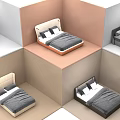 Multiple Double Bed Designs Featuring Gray Beige Bedding And Modern Headboards