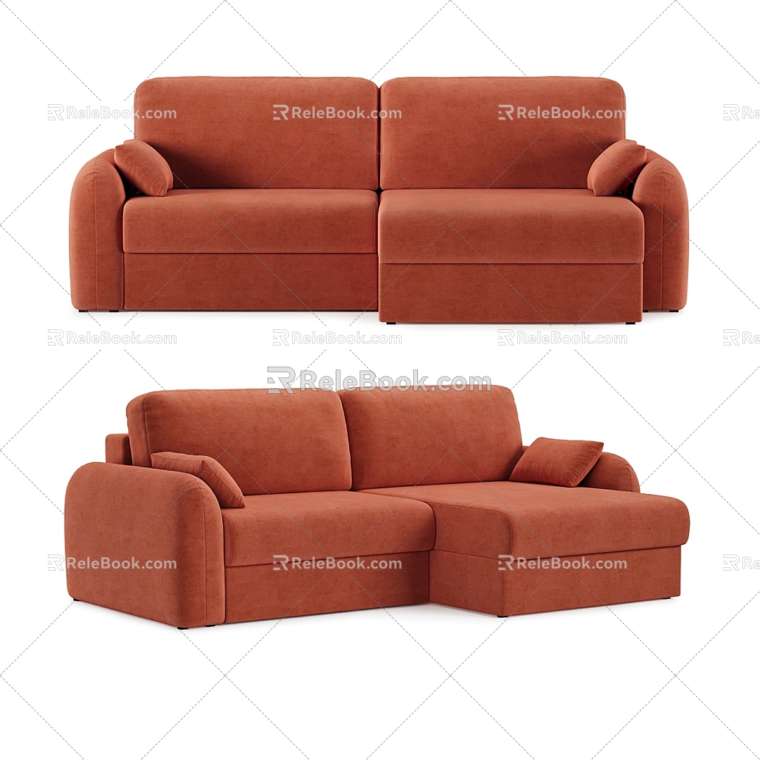 Nordic Simple Double Sofa Sofa Simple Double Sofa Pillow Simple Cushion Cushion pink Sofa 3d model