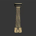Decorative Spiral Column With Gold Black Pattern Round Top And Ornate Base 3d model