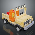Yellow Toy Truck With Orange Seats Roof Lights And Black Wheels Design