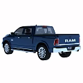 Dark Blue RAM Pickup Truck With Stylish Chrome Accents And Front Grille Design