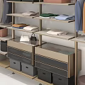 Modern Design Metal Clothes Rack With Open Shelves Drawers And Storage Bags
