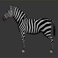 Realistic 3D Zebra Character With Black And White Stripes Standing On Dark Background