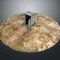 Small Wooden Shed Positioned On Circular Earth Mound With Rough Ground Surface