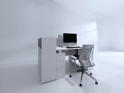 Modern Office Desk and Chair Single Office Desk and Chair Combination 3d model