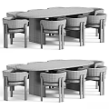 Modern Dining Table And Chairs Combination With Wooden Frame And Fabric Upholstered Seats